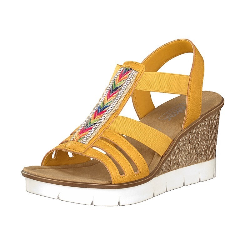 Sandalias Cunha Rieker 65568-68 Para Mulher - Amarelas